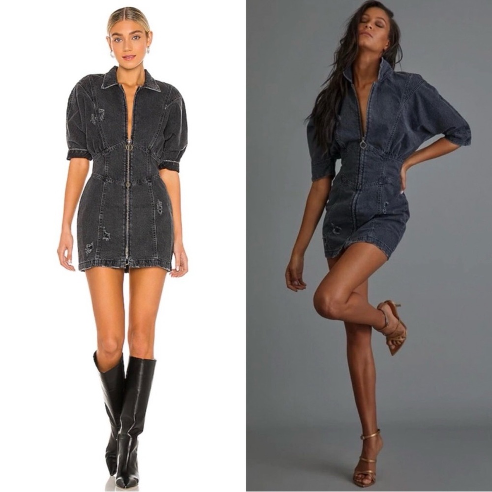 Retrofete Miley Dress Onyx Grey Denim Size Large